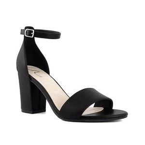 SUGAR Women's Shoes Black MACHELENE 3" Heel Open Toe Ankle Strap 6M